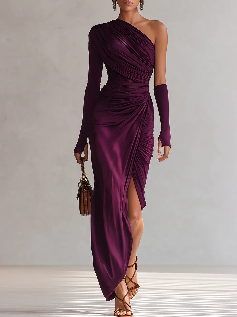ROSALÍA - VESTIDO MORADO DE UN SOLO HOMBRO