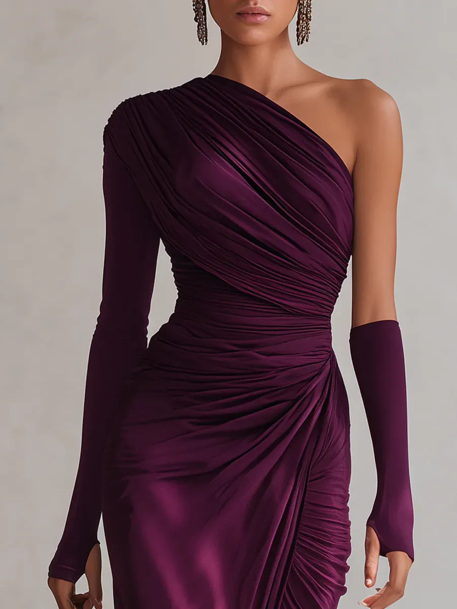 Rosalía - Vestido morado de un solo hombro