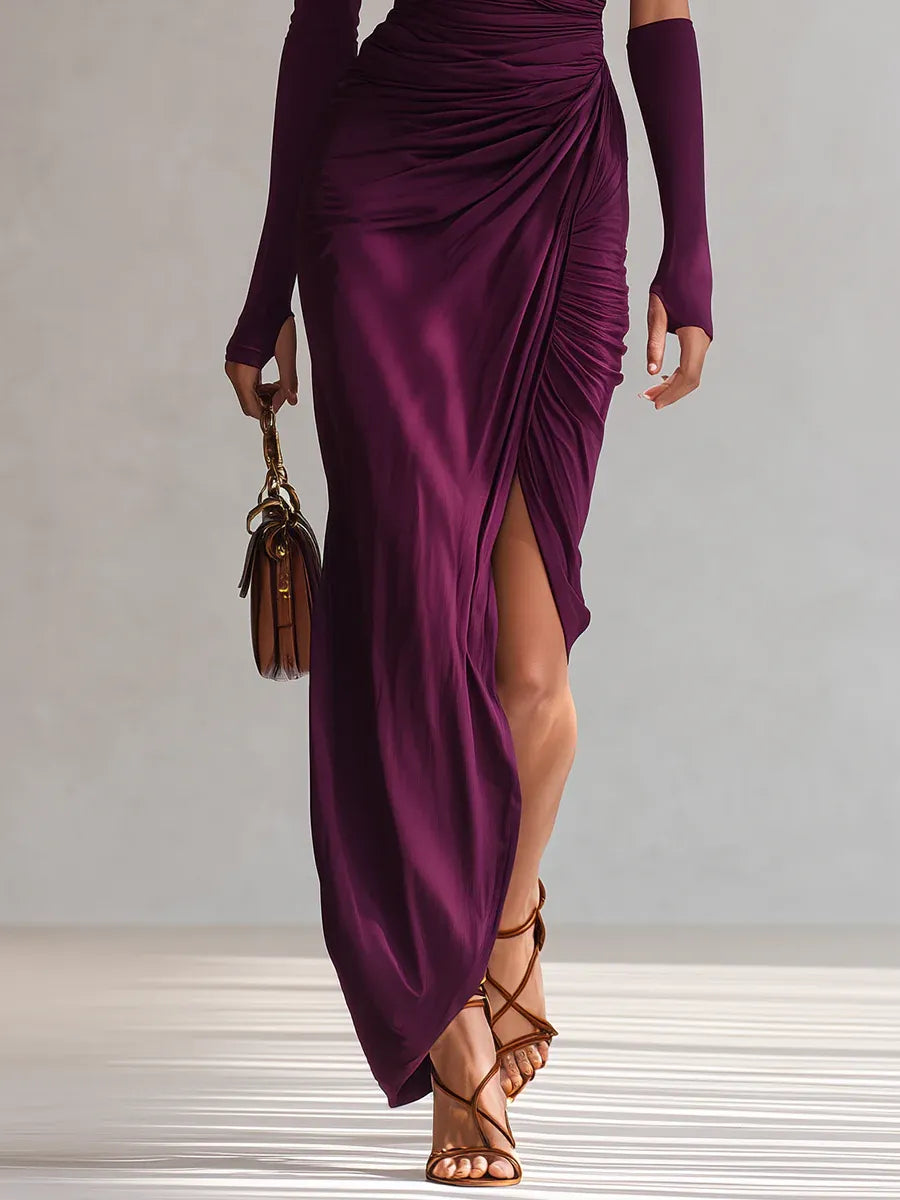 Rosalía - Vestido morado de un solo hombro